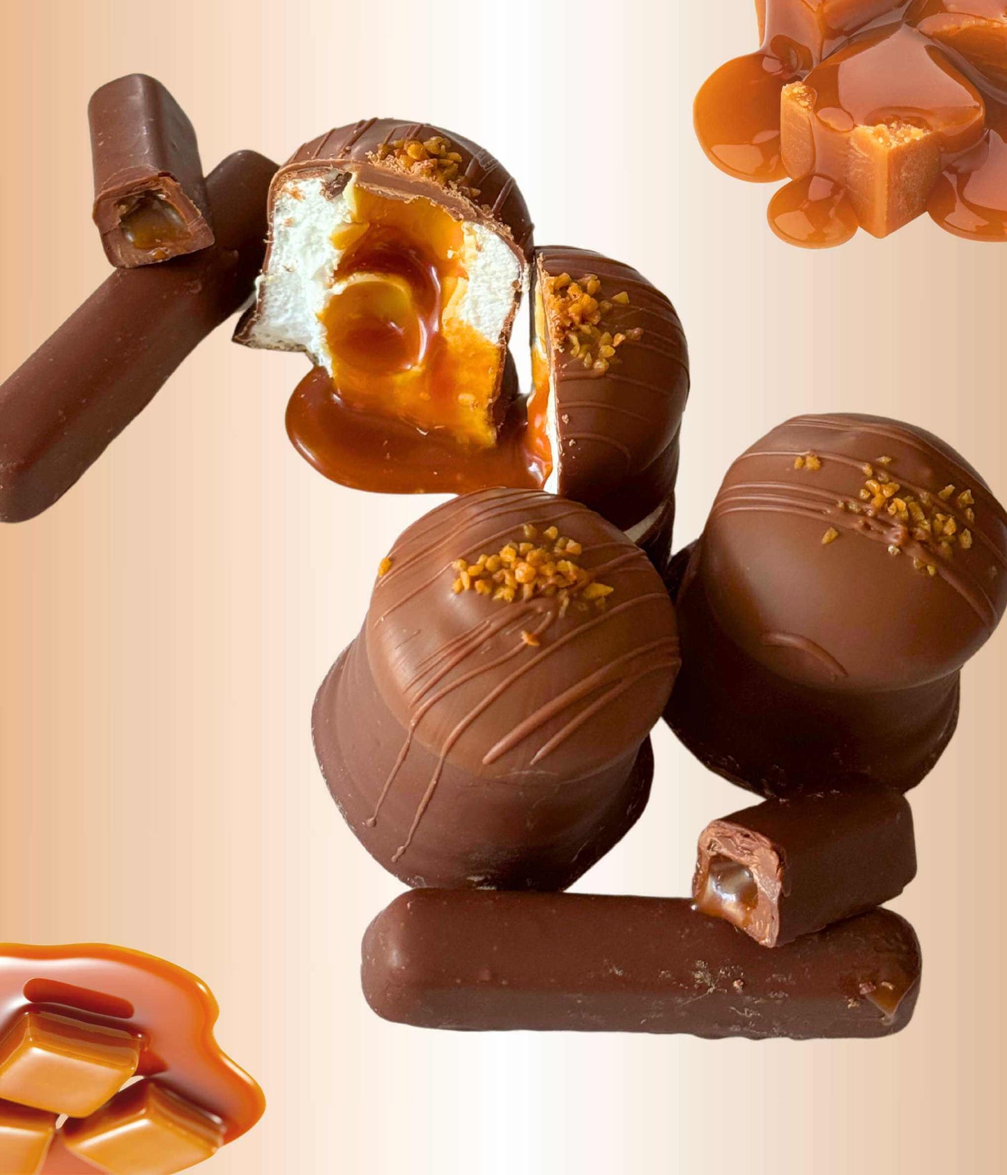 Handmade Swiss sweet caramel chocolate bars with creamy filling – premium Swiss Dubai Chocolate by SweetDay.Shop, crafted in Switzerland, luxurious gourmet treat.