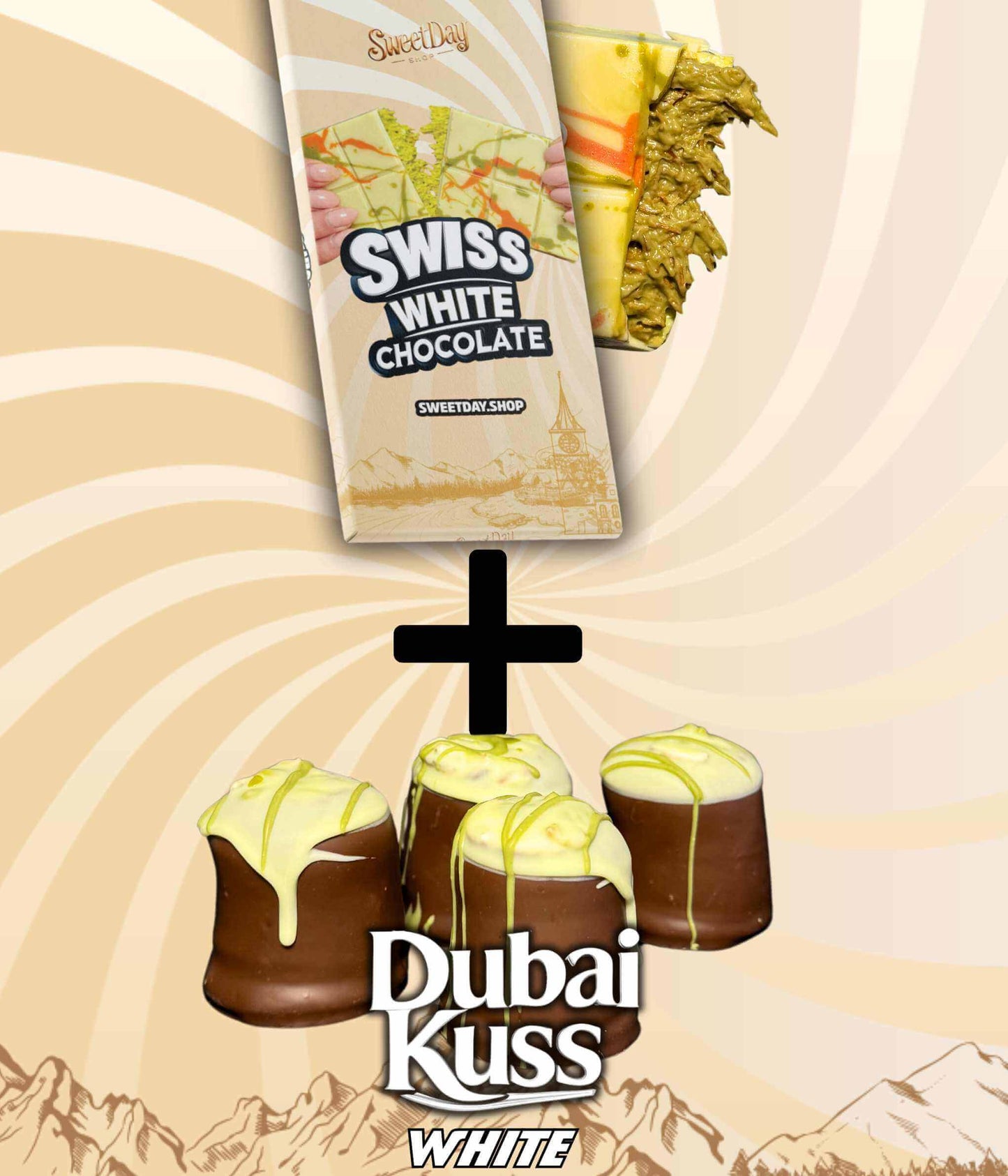 BUNDLE | Swiss White Chocolate & 4er Pack Dubai Kuss - Sweet Day