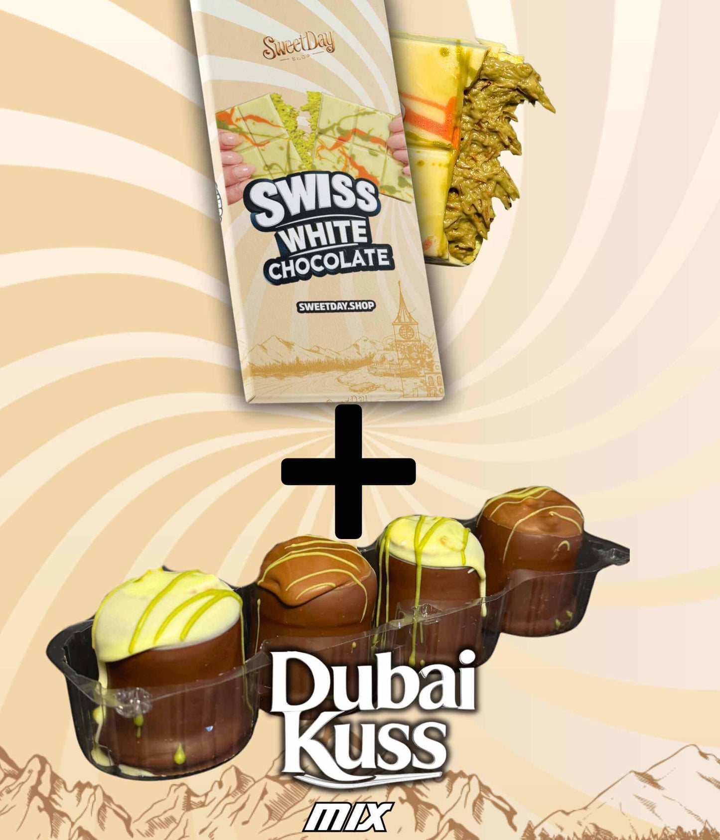 BUNDLE | Swiss White Chocolate & 4er Pack Dubai Kuss - Sweet Day