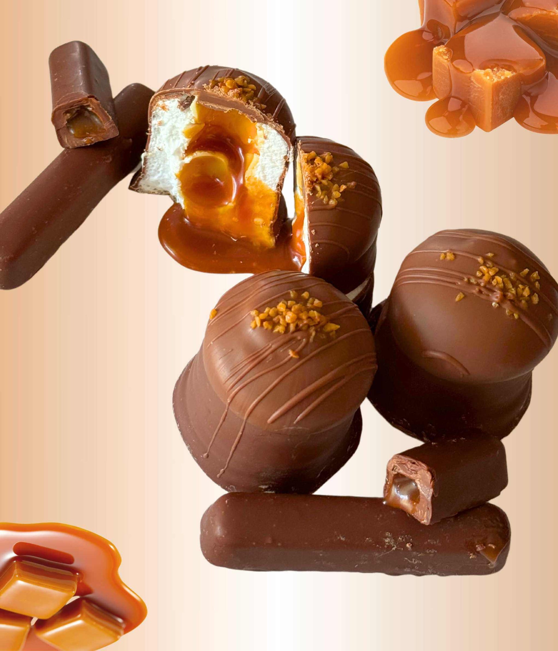 Handmade Swiss sweet caramel chocolate bars with creamy filling – premium Swiss Dubai Chocolate by SweetDay.Shop, crafted in Switzerland, luxurious gourmet treat.